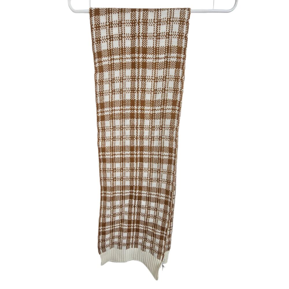 Timberland Scarf Timberland Plaid Scarf Knit Scarf Rectangle Scarf Brown White